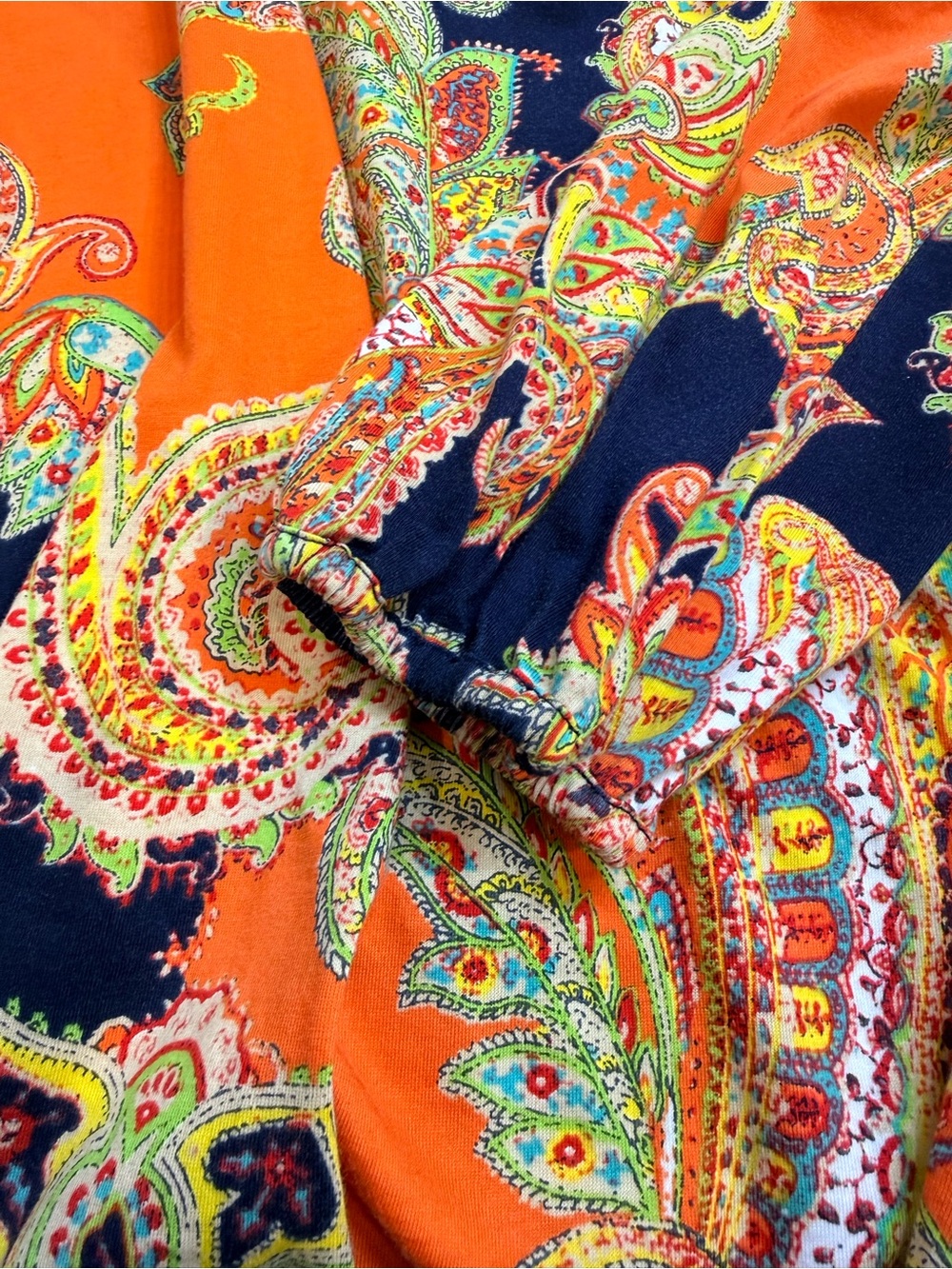 Lauren Ralph Lauren Paisley V-Neck 3/4 Sleeve Knit Top Size L - Picture 10 of 11